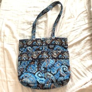Stephany Dawn Paisley Blue Brown Cotton Tote Bag